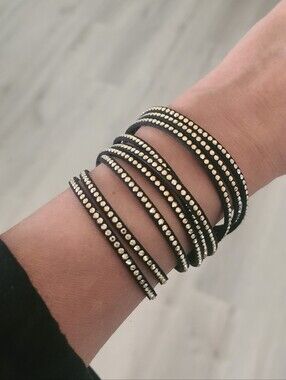 Touchstone Crystal By Swarovski Black Multi-Wrap Bracelet- Excellent Condition